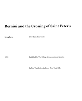 Cover image for Bernini and the crossing of Saint Peter&#39;s