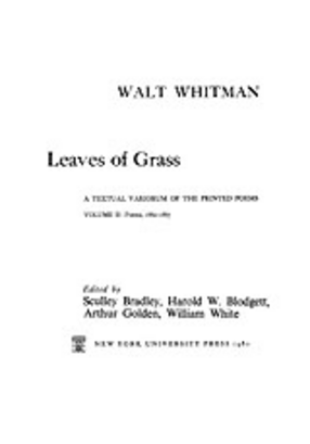 Cover image for Leaves of grass: a textual variorum of the printed poems, Vol. 2