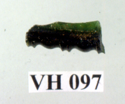 VH 097 a. Molded glass rim; dark green color.