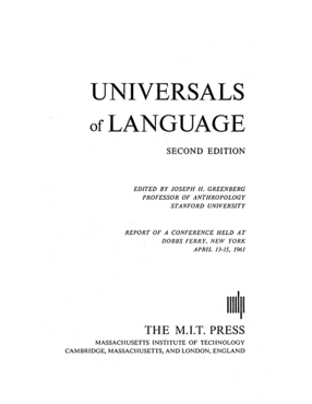 Cover image for Universals of language: report of a conference held at Dobbs Ferry, New York, April 13-15, 1961