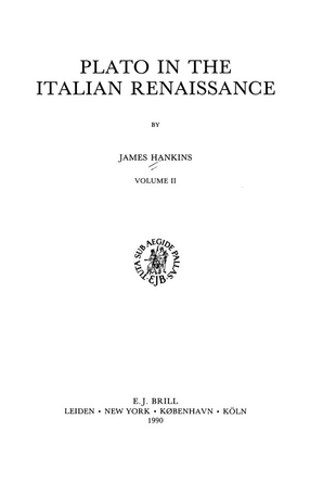 Cover image for Plato in the Italian Renaissance, Vol. 2