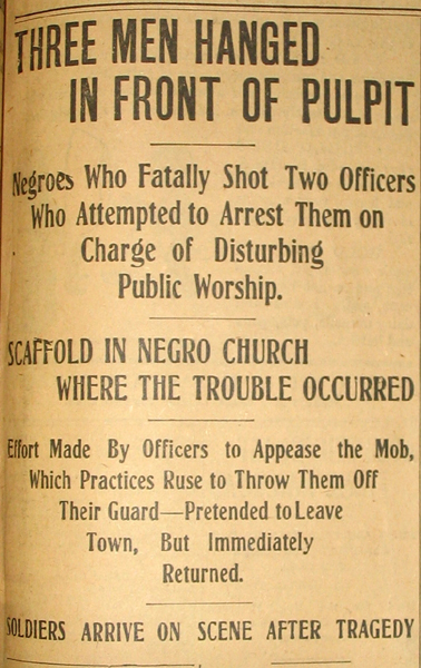Headline, Nashville Banner, November 25, 1908, p. 1. Courtesy of the Metropolitan Government Archives of Nashville and Davidson County.