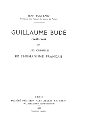 Cover image for Guillaume Budé (1468-1540) et les origines de l&#39;humanisme français