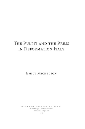 Cover image for The pulpit and the press in Reformation Italy