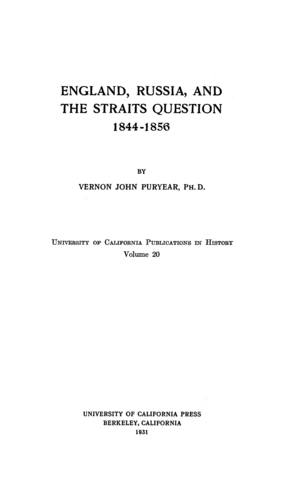 Cover image for England, Russia and the Straits question, 1844-1856
