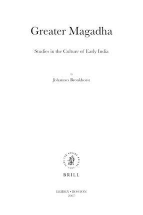 Cover image for Greater Magadha: studies in the culture of early India