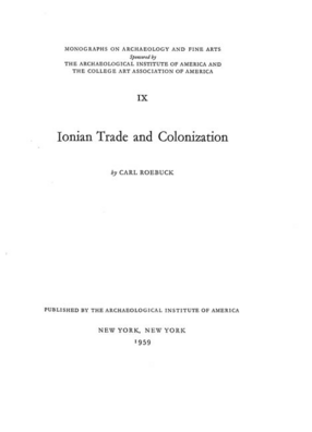 Cover image for Ionian trade and colonization