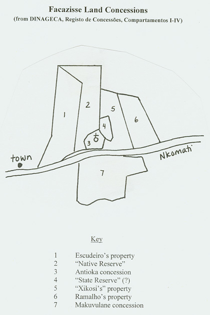 Source: Drawing by Heidi Gengenbach. Based on map in Registo de Concessões, Compartimentos I-IV, Folha 10 (Guijá Magude), DINAGECA, República de Moçambique.