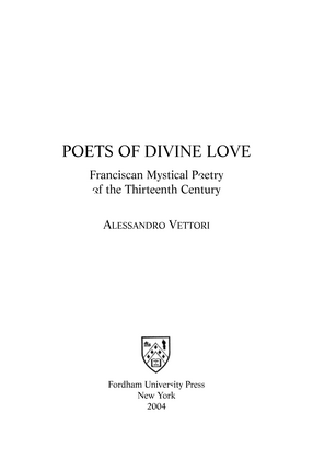Cover image for Poets of Divine Love: The Rhetoric of Franciscan Spiritual Poetry