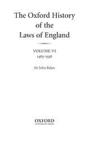 Cover image for The Oxford history of the laws of England, Vol. 6