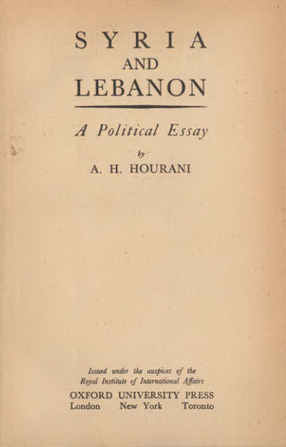Cover image for Syria and Lebanon: a political essay
