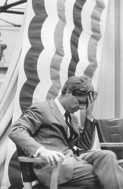 Kennedy is here caught expressing his frustration while campaigning in Oregon in May 1968. He became the first Kennedy to lose an election after a string of 26 consecutive victories. The Oregon loss on May 28, 1968 had the effect of energizing Kennedy's supporters in the California primary scheduled for June 4, 1968.