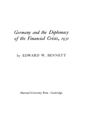 Cover image for Germany and the diplomacy of the financial crisis, 1931