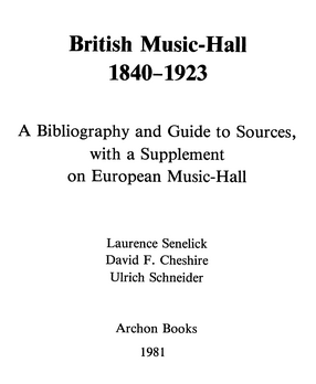 Cover image for British music-hall, 1840-1923: a bibliography and guide to sources, with a supplement on European music-hall