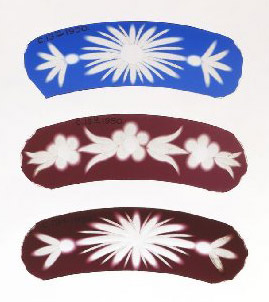 Peckitt received a patent (no. 1268) for his flashed ruby glass. Pieces with patterns similar to these samples may have been used for decorative objects as well as glass pictures.