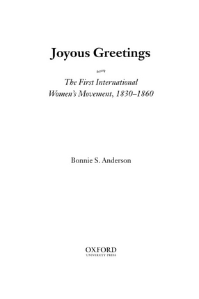 Cover image for Joyous greetings: the first international women&#39;s movement, 1830-1860