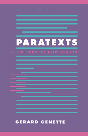 Cover image for Paratexts: Thresholds of Interpretation