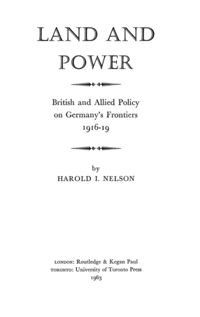 Cover image for Land and power: British and Allied policy on Germany&#39;s frontiers, 1916-19