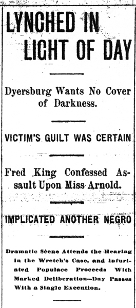 Headline, Memphis Commercial Appeal, February 19, 1901, p. 1.