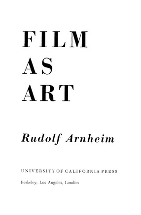 Cover image for Film as art