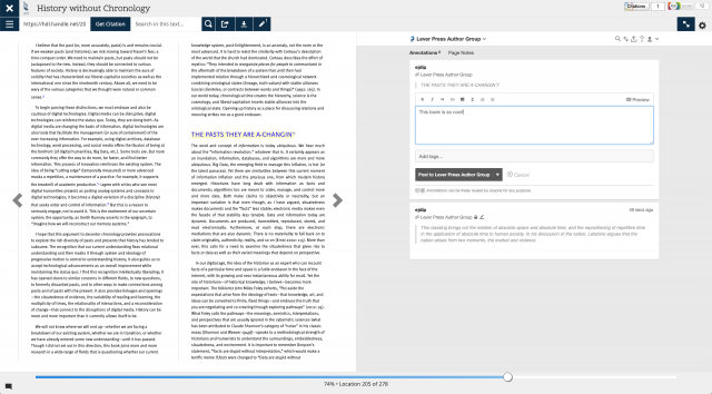 A screenshot of hypothesis implemented with Lever Press